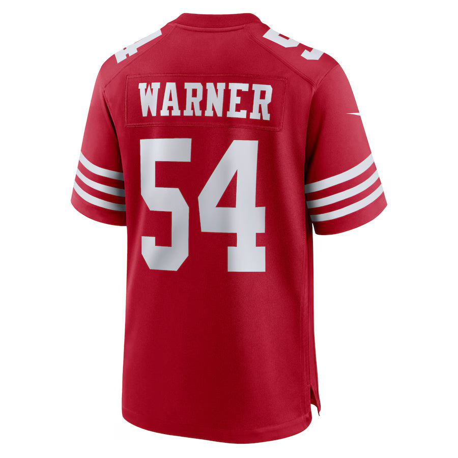SF.49ers #54 Fred Warner Scarlet Game Jersey Stitched American Football Jerseys
