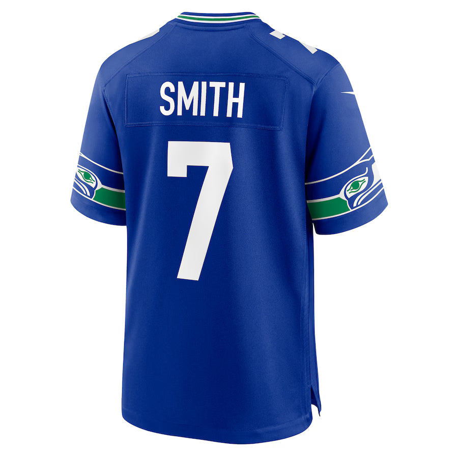 S.Seahawks #7 Geno Smith Royal Game Jersey Stitched American Football Jerseys