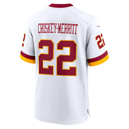 W.Commanders #22 Jacory Croskey-Merritt White Game Jersey Stitched American Football Jerseys