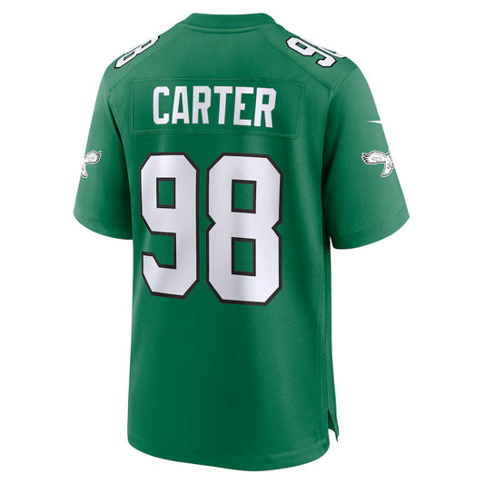 P.Eagles #98 Jalen Carter Kelly Green Game Jersey Stitched American Football Jerseys