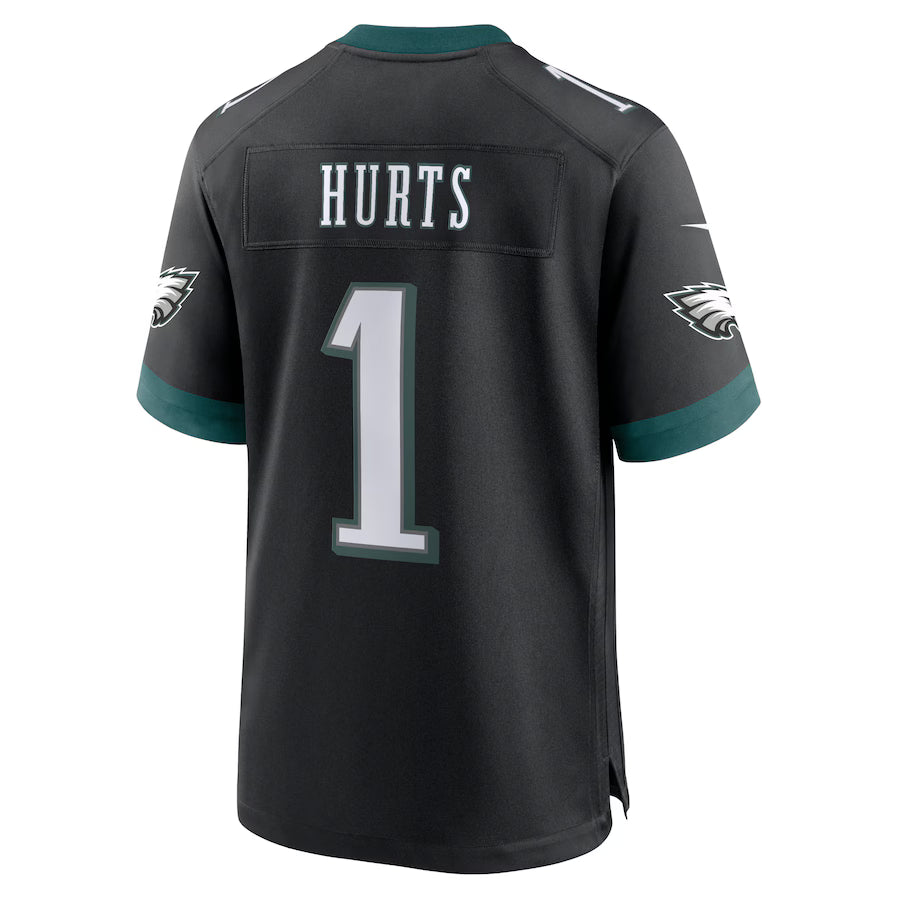 P.Eagles #1 Jalen Hurts Black Game Jersey Stitched American Football Jerseys