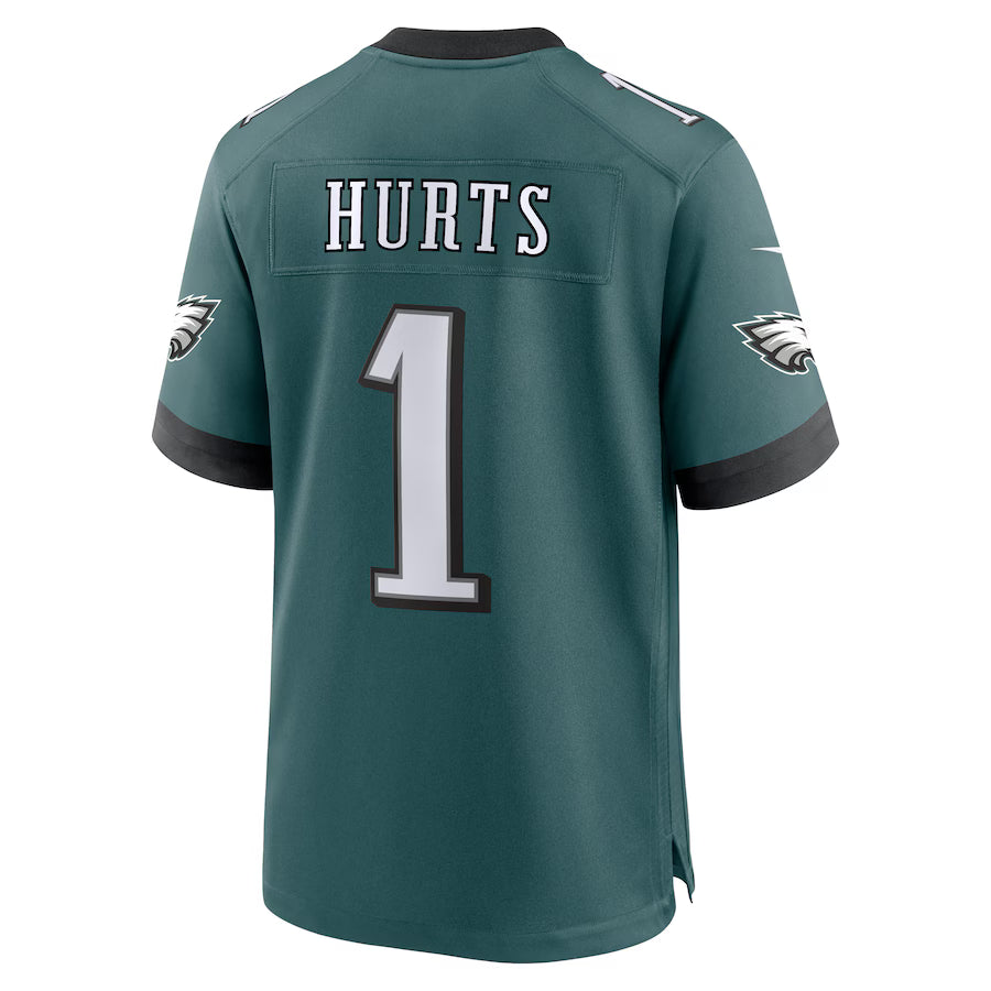 P.Eagles #1 Jalen Hurts Midnight Green Game Jersey Stitched American Football Jerseys
