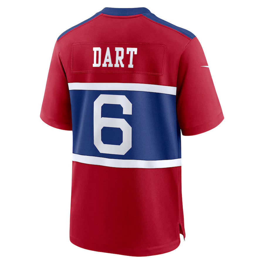 NY.Giants #6 Jaxson Dart Red Game Jersey Stitched American Football Jerseys
