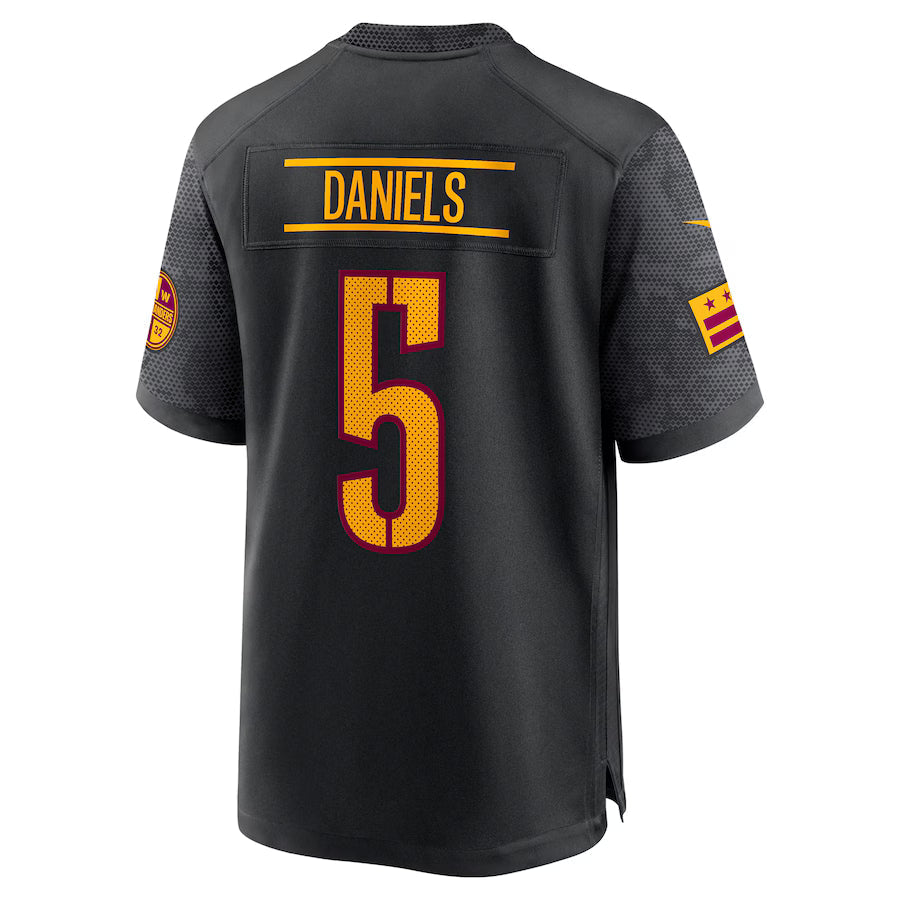 W.Commanders #5 Jayden Daniels Black Game Jersey Stitched American Football Jerseys