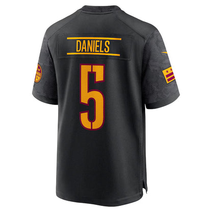 W.Commanders #5 Jayden Daniels Black Game Jersey Stitched American Football Jerseys