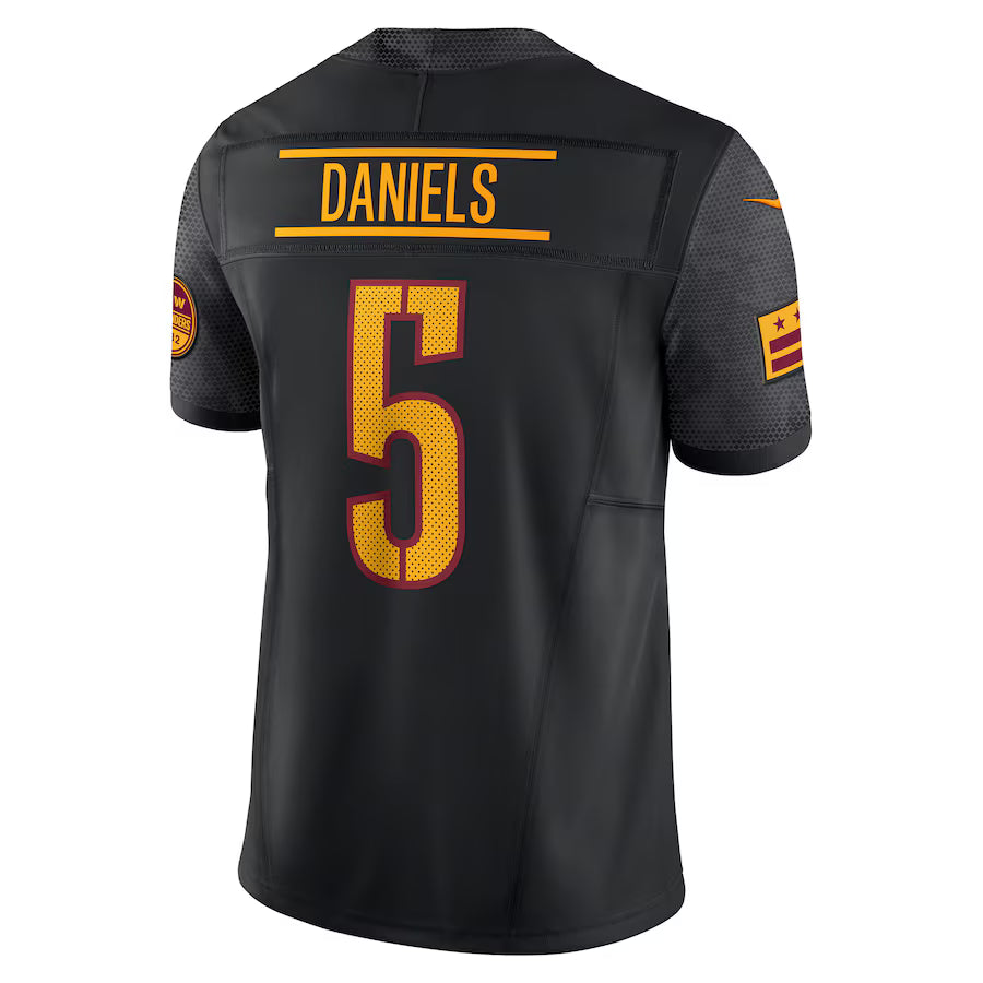 W.Commanders #5 Jayden Daniels Black Vapor F.U.S.E. Limited Jersey Stitched American Football Jerseys