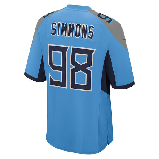 T.Titans #98 Jeffery Simmons Light Blue Game Jersey Stitched American Football Jerseys
