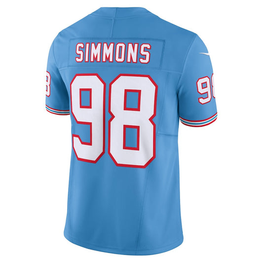 T.Titans #98 Jeffery Simmons Light Blue Vapor F.U.S.E. Limited Jersey Stitched American Football Jerseys