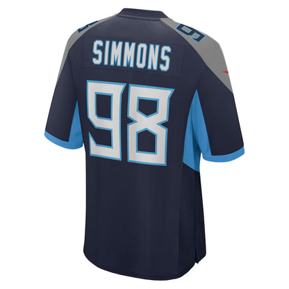 T.Titans #98 Jeffery Simmons Navy Game Jersey Stitched American Football Jerseys