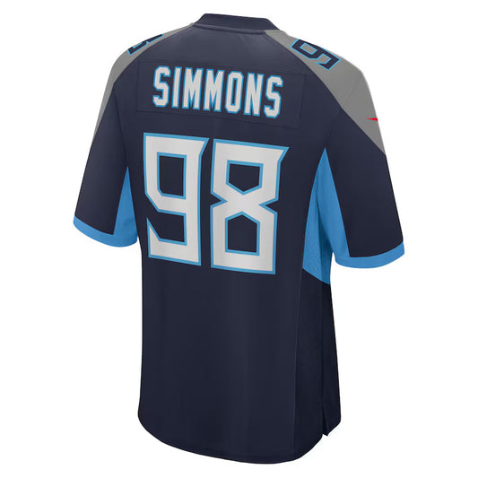 T.Titans #98 Jeffery Simmons Navy Game Jersey Stitched American Football Jerseys