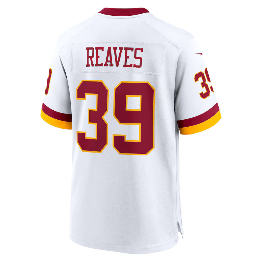W.Commanders #39 Jeremy Reaves White Game Jersey Stitched American Football Jerseys