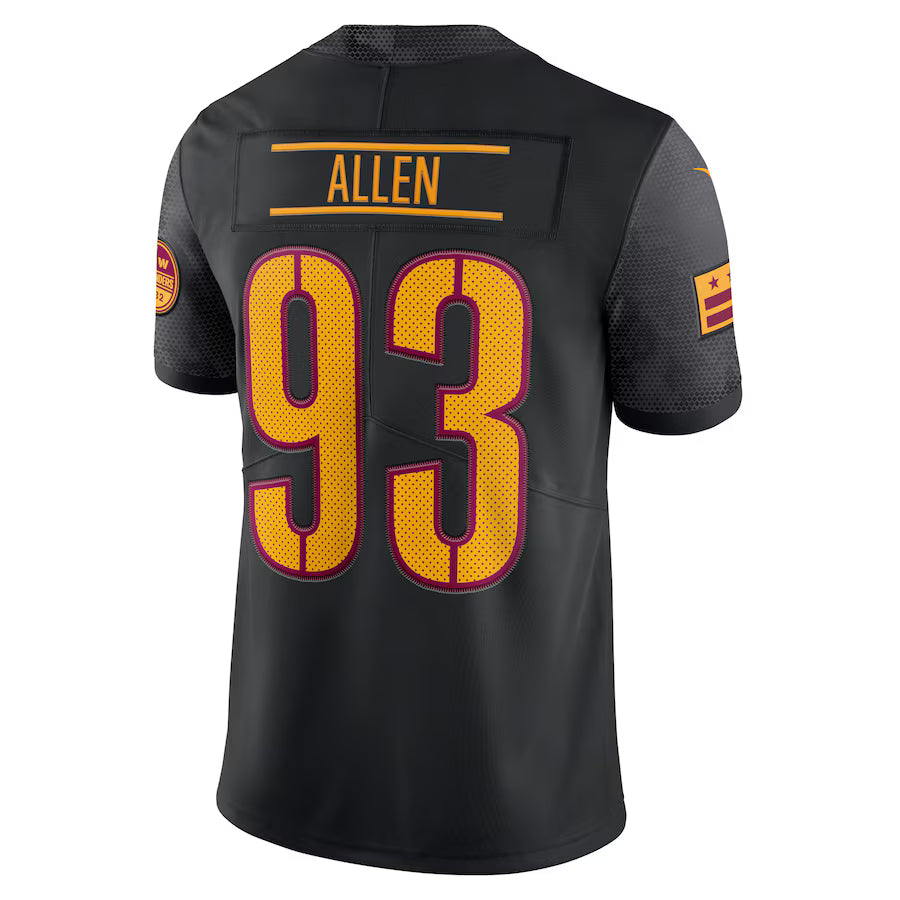 W.Commanders #93 Jonathan Allen Black Vapor F.U.S.E. Limited Jersey Stitched American Football Jerseys