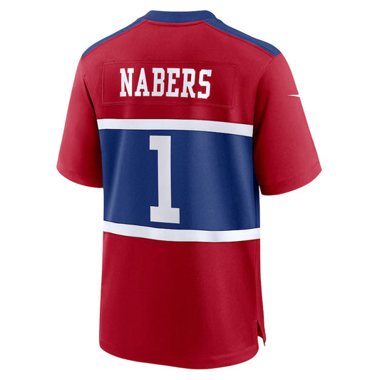 NY.Giants #1 Malik Nabers Red Game Jersey Stitched American Football Jerseys