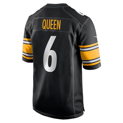 P.Steelers #6 Patrick Queen Black Game Jersey Stitched American Football Jerseys