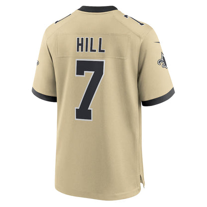 NO.Saints #7 Taysom Hill Gold Game Jersey Stitched American Football Jerseys