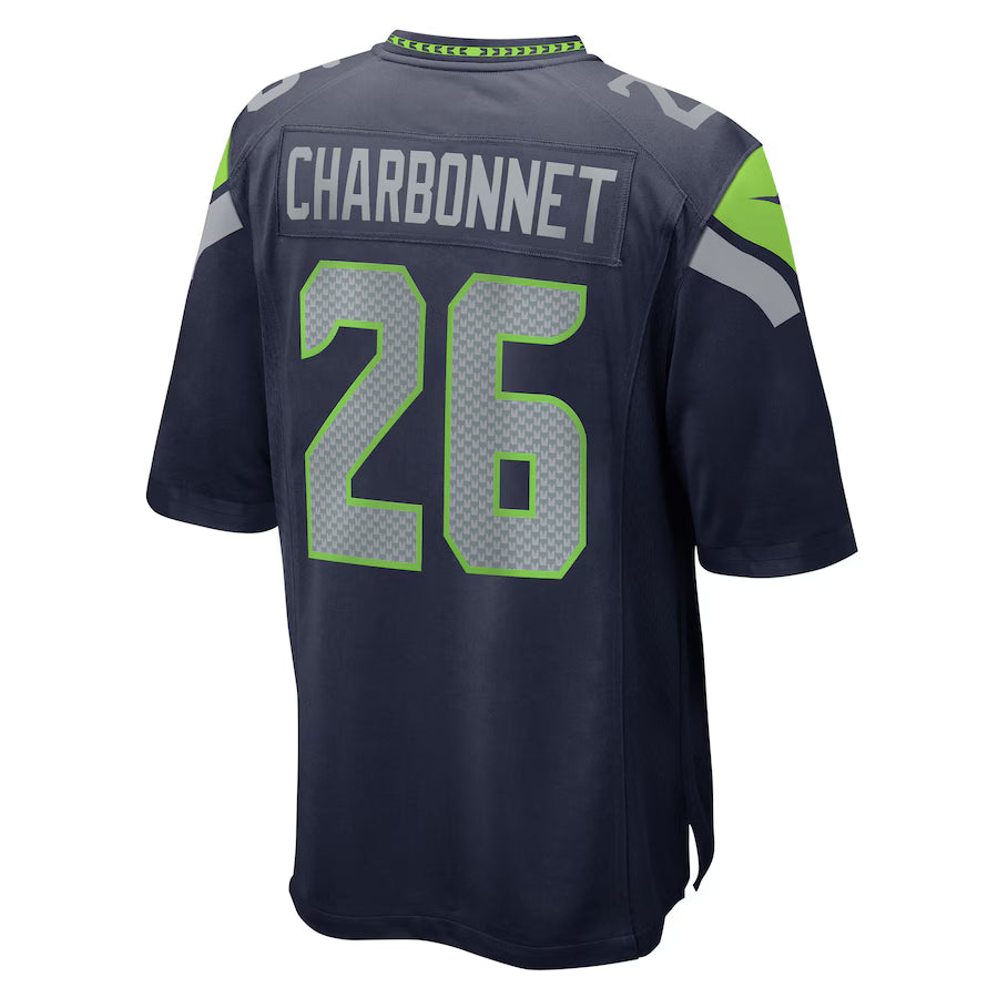 S.Seahawks #26 Zach Charbonnet Navy Game Jersey Stitched American Football Jerseys
