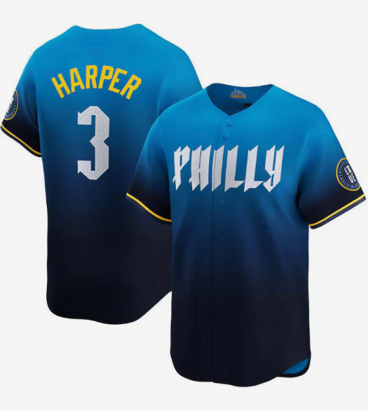 Philadelphia Phillies #3 Bryce Harper Blue 2024 City Connect Limited Stitched Baseball Jersey