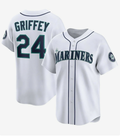 Seattle Mariners #24 Ken Griffey Jr. Throwback Cooperstown Collection Limited Jersey - White Stitched Baseball Jersey