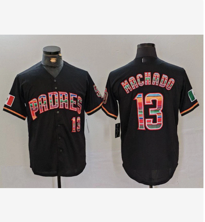 San Diego Padres #13 Manny Machado Black Mexico Cool Base Stitched Baseball Jersey