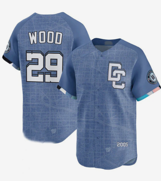 Washington Nationals #29 James Wood Blue 2025 City Connect Limited Stitched Baseball Jersey