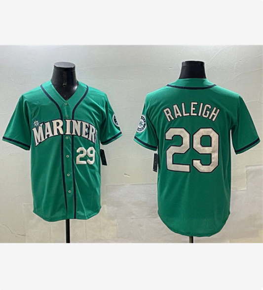 Seattle Mariners #29 Cal Raleigh Aqua Limited Stitched Baseball Jersey
