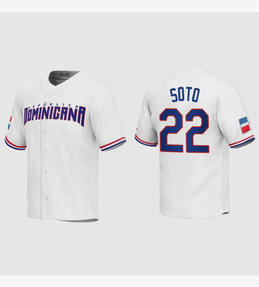 #22 JUAN SOTO DOMINICAN REPUBLIC BASEBALL 2023 WORLD BASEBALL CLASSIC REPLICA JERSEY ¨C WHITE Stitches Baseball Jerseys